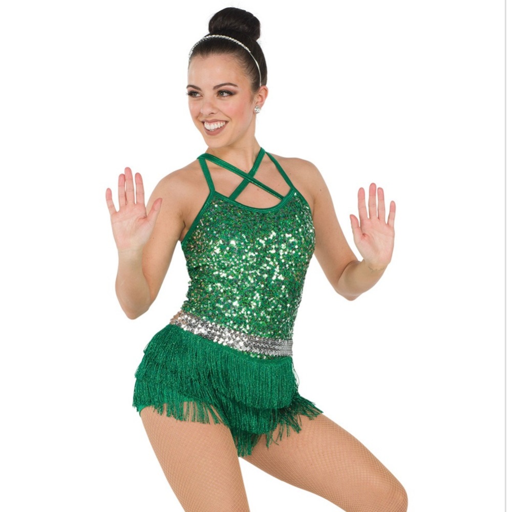 A Wish Come True Dance Costume - green, child medium, “On the Floor”